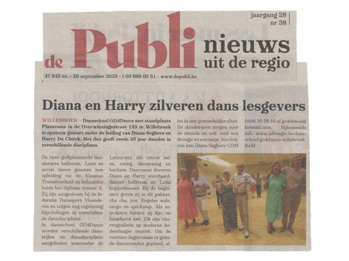 Artikel PubliNieuws 20 september 2023: Diana en Harry zilveren dans lesgevers