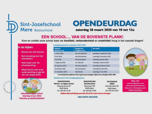 Uitnodiging opendeurdag bij Sint-Jozefschool Erpe-Mere