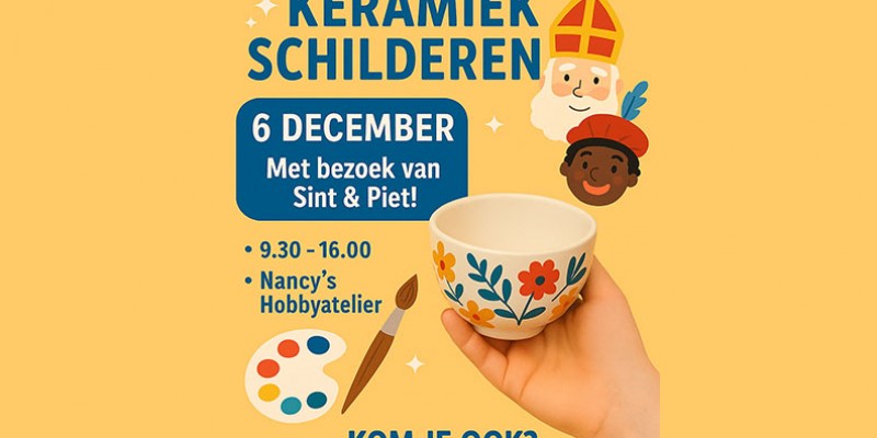 Keramiek schilderen met bezoek van SINT en PIET