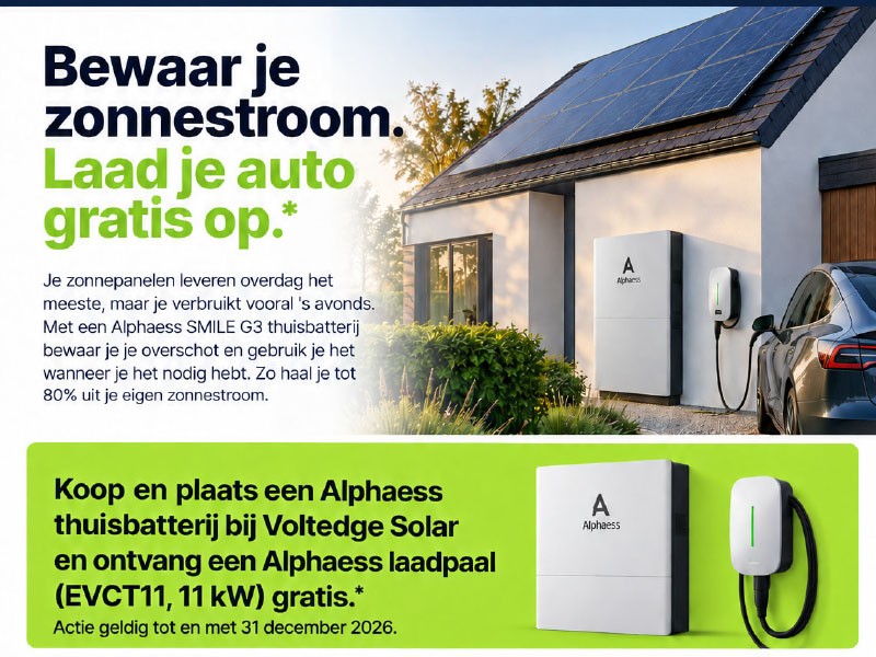 Bewaar je zonnestroom, laad je auto gratis op!