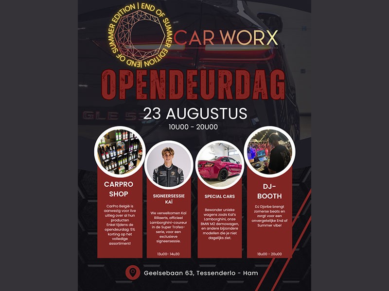 Opendeurdag bij Carworx – zaterdag 23 augustus!