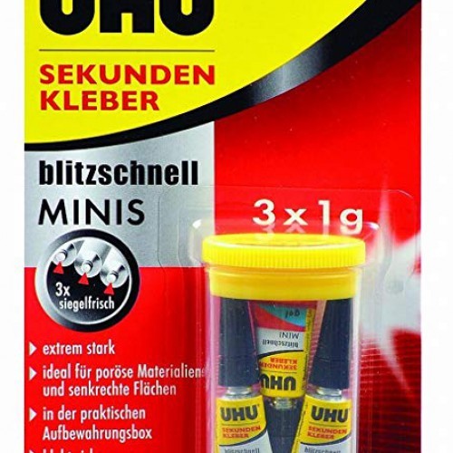 lijm, 3x uhu gel ( secondenlijm )